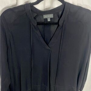 Black Rayon V-Neck Blouse Top